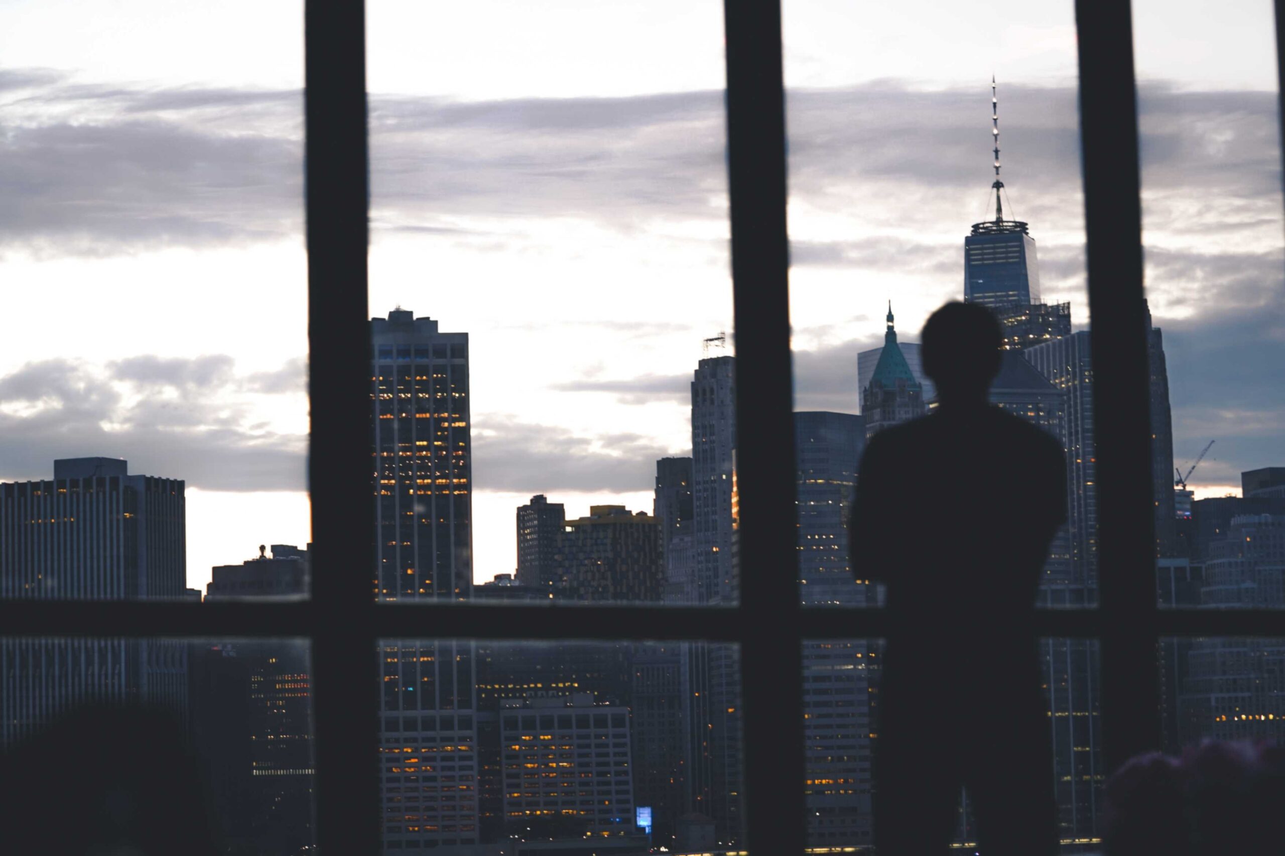 Home Executive overlooking city skyline